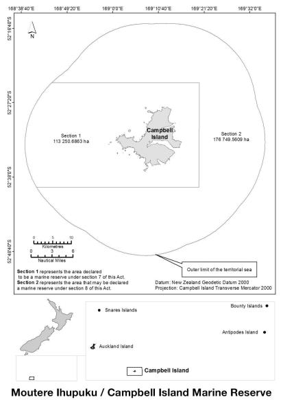 Graphic Indicative map of Moutere Ihupuku / Campbell Island Marine Reserve