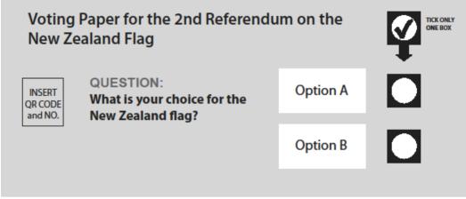 Voting paper for the second flag referendum