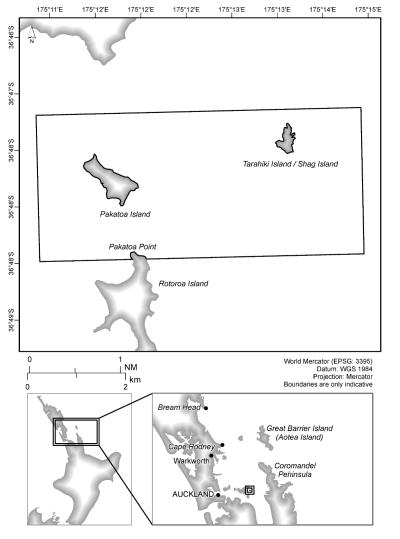 Map of Pakatoa and Tarahiki / Shag Island High Protection Area