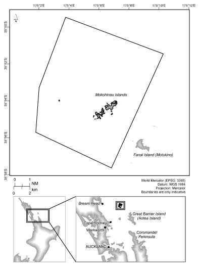 Map of Mokohīnau Islands High Protection Area