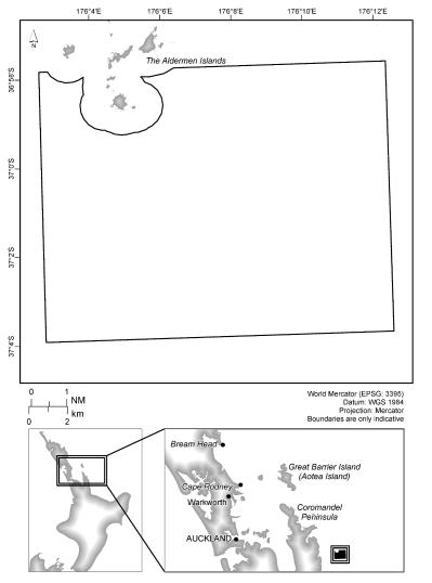 Map of Aldermen Islands / Te Ruamahua (south) High Protection Area