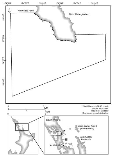 Map of Tiritiri Matangi High Protection Area