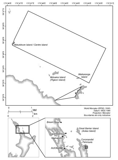 Map of Te Whanganui-o-Hei / Cathedral Cove Extension Marine Reserve