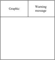 Portrait layout, graphics and warning message at the top