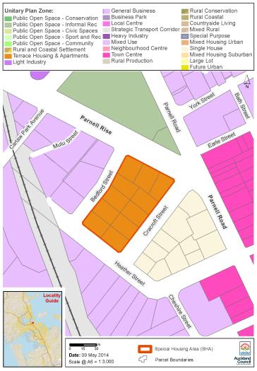 Bedford Street, Parnell special housing area