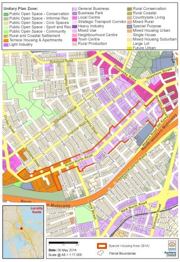 Map of special housing area