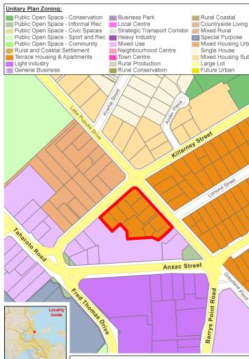Map of Lake Pupuke Drive, Takapuna special housing area