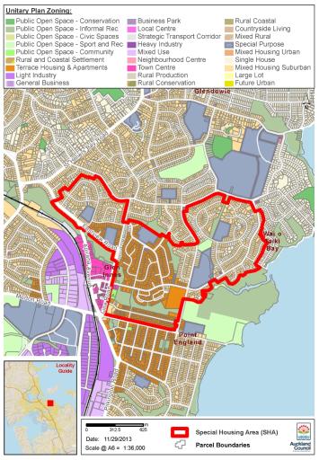 Map of Northern Tamaki special housing area