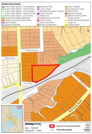 Map of Trent Street, Avondale special housing area