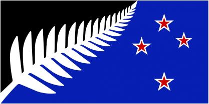 Silver fern (black, white, and blue)