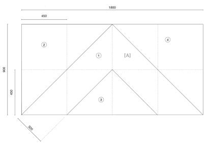 Technical diagram showing the measurements required for accurate construction of the Red Peak