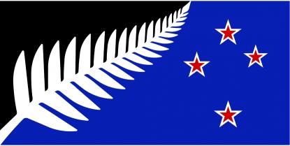 Silver fern (black, white, and blue)
