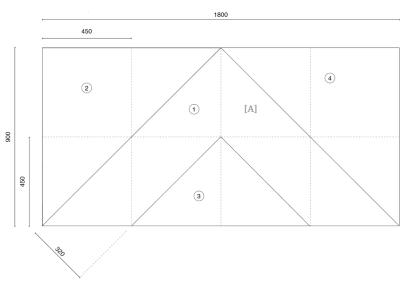 Technical diagram showing the measurements required for accurate construction of the Red Peak