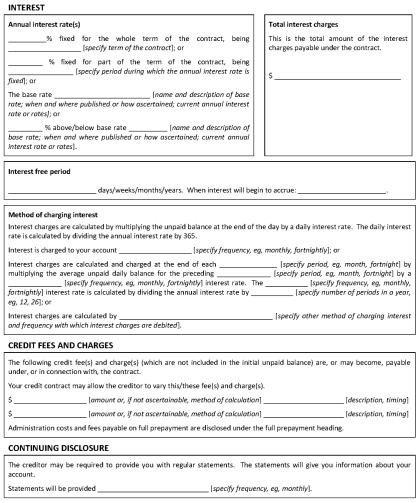 Disclosure Statement for Consumer Credit Contracts (other than revolving credit contracts) Page 2 of 5. 
