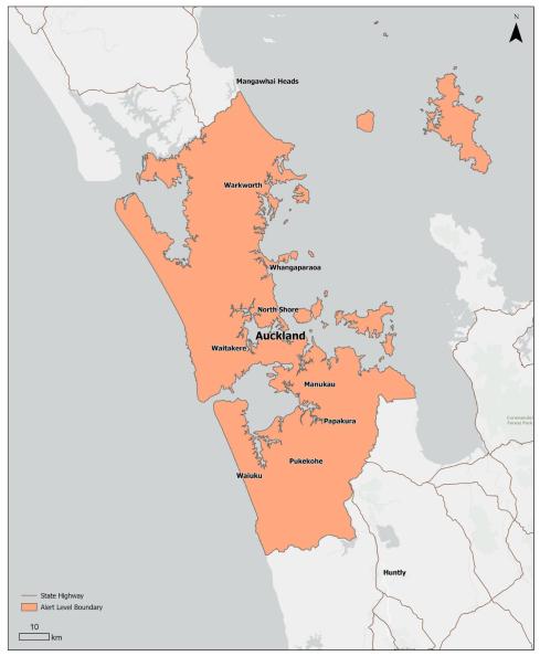 Map of alert level 4 area