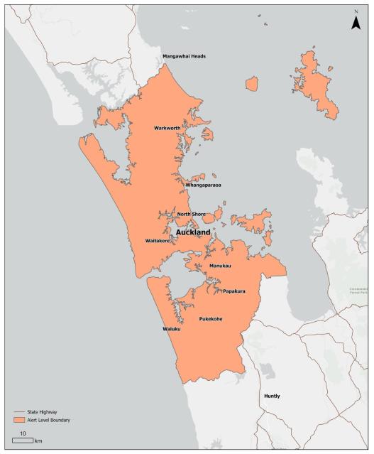 Map of alert level 3 area