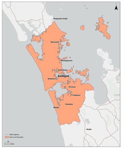 Map of alert level 3 area