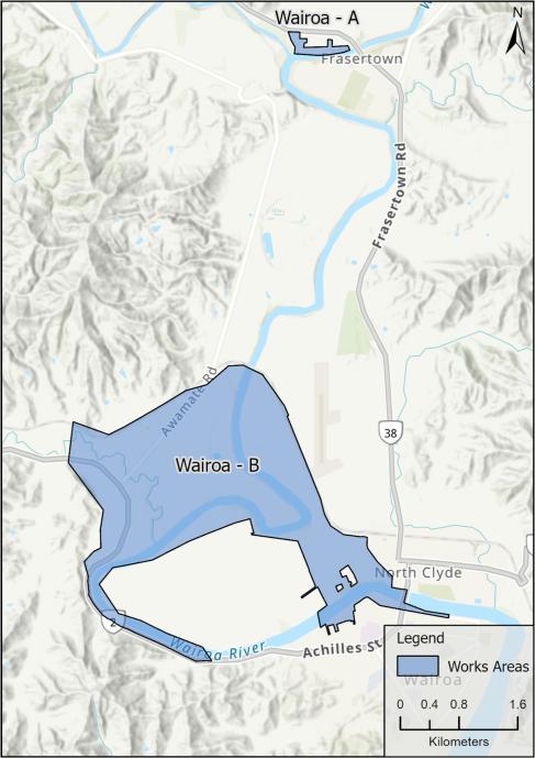Map of Wairoa—Areas A and B locations